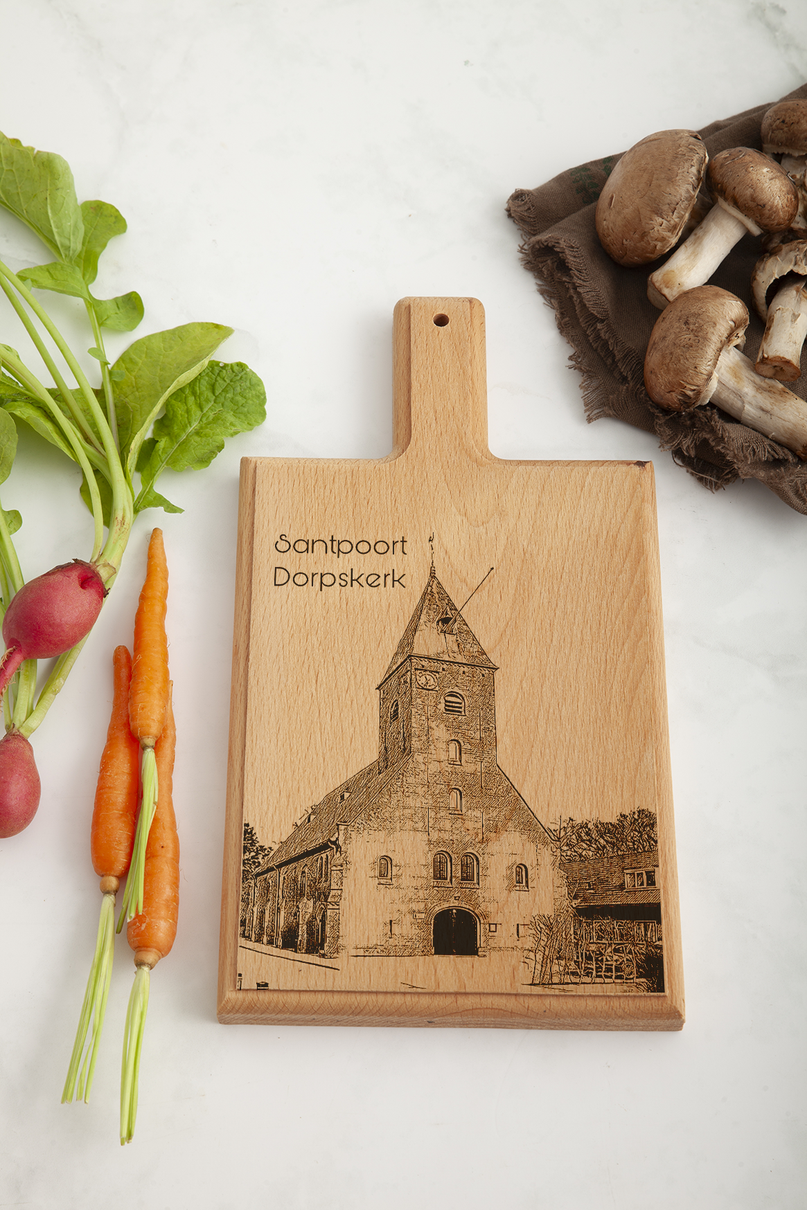Santpoort – Dorpskerk Wooden Cheese Board (28 × 15 cm)