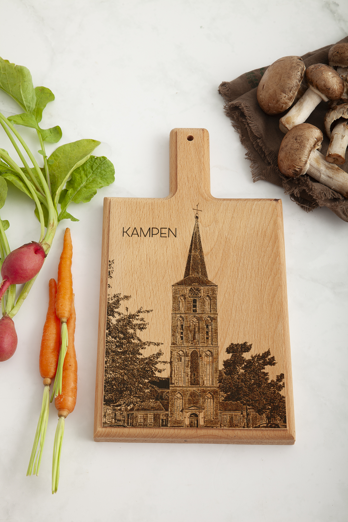 Kampen Bovenkerk – Handmade Beechwood Serving & Cheese Board (28 × 15 cm)