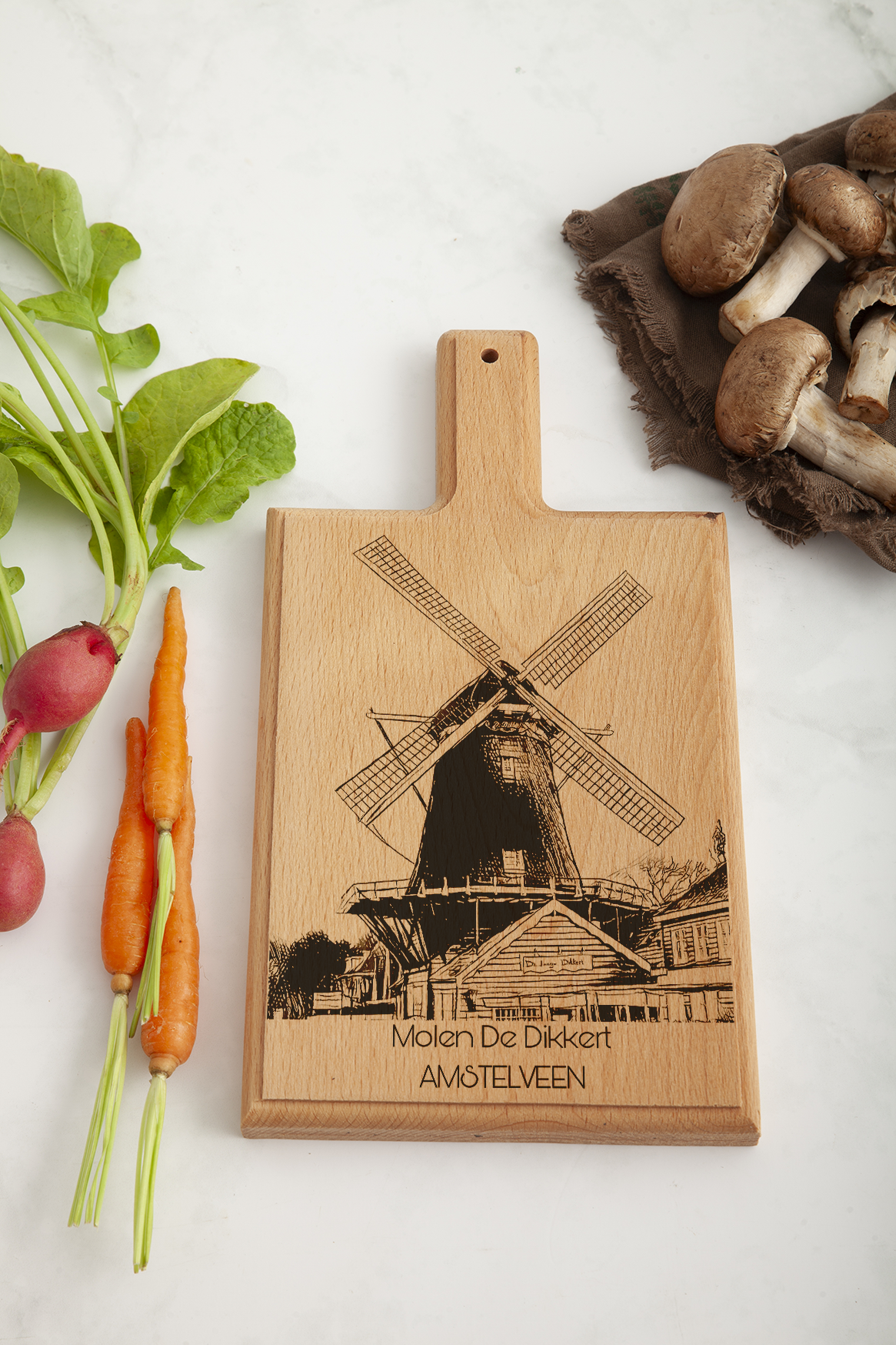 Amstelveen Molen De Dikkert Cheese Board - Beech Wood