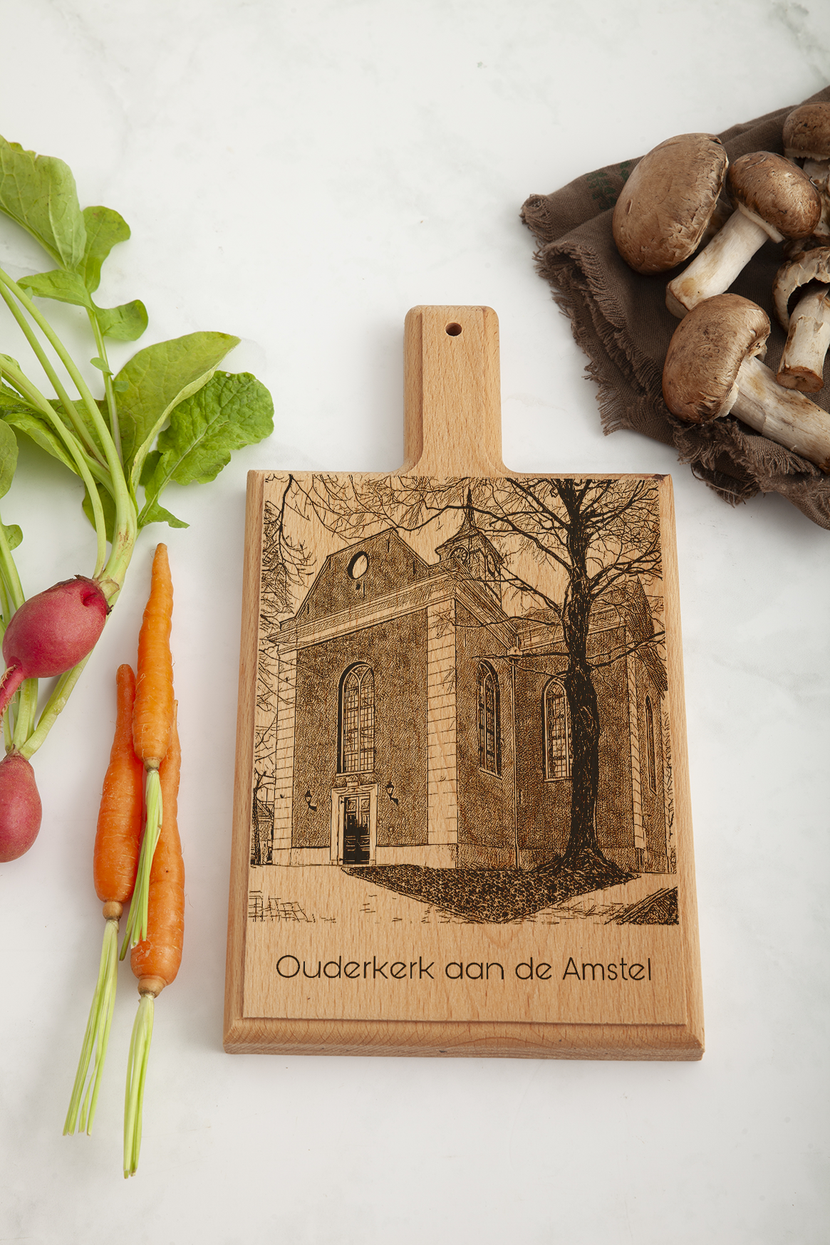 Ouderkerk aan de Amstel – Handmade Beechwood Serving & Cheese Board (28 × 15 cm)