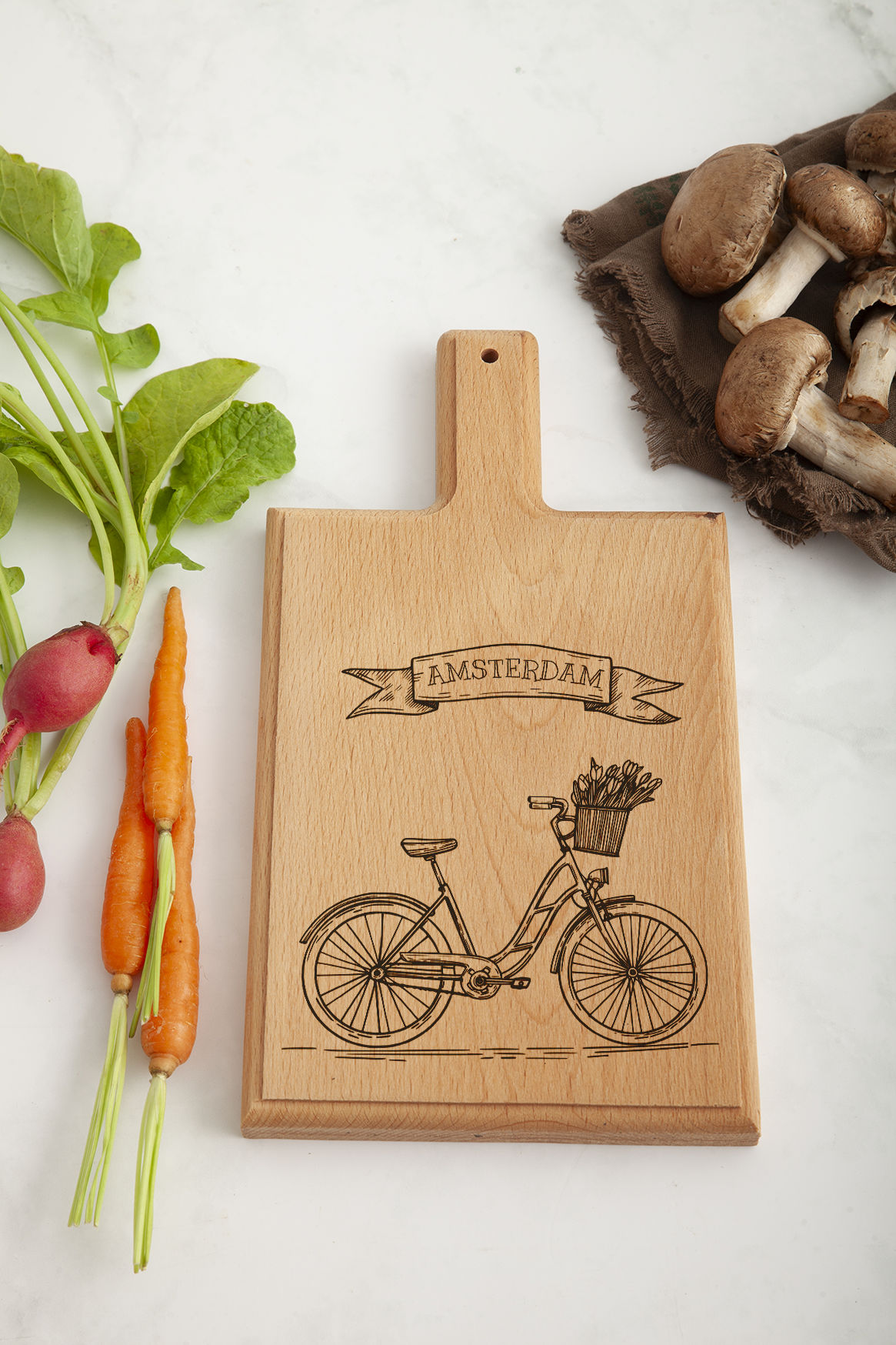 Amsterdam Bicycle Cheese Board - Beech Wood