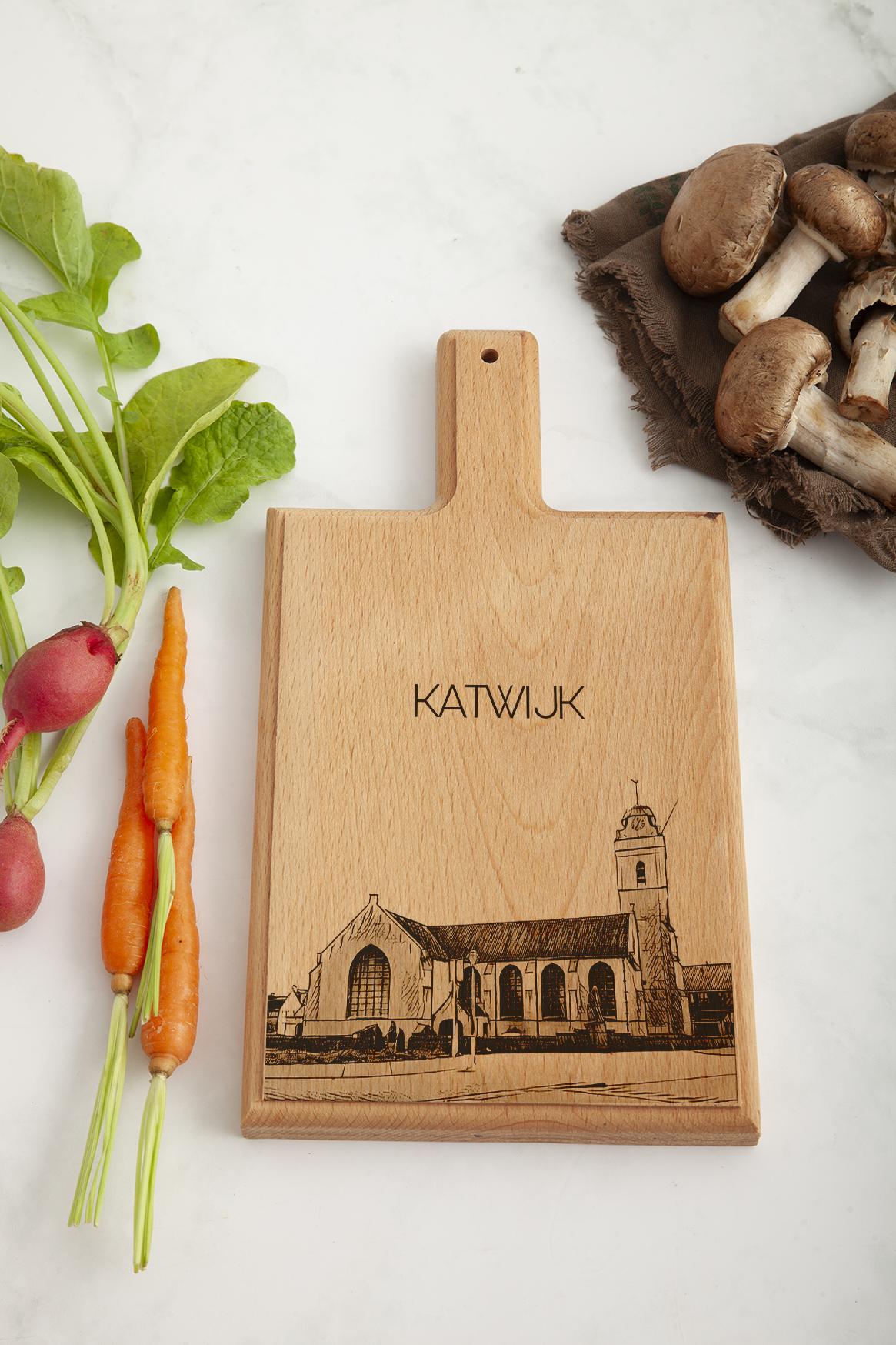 KATWIJK ANDREASKERK HANDMADE , ENGRAVED CHEESE BOARD