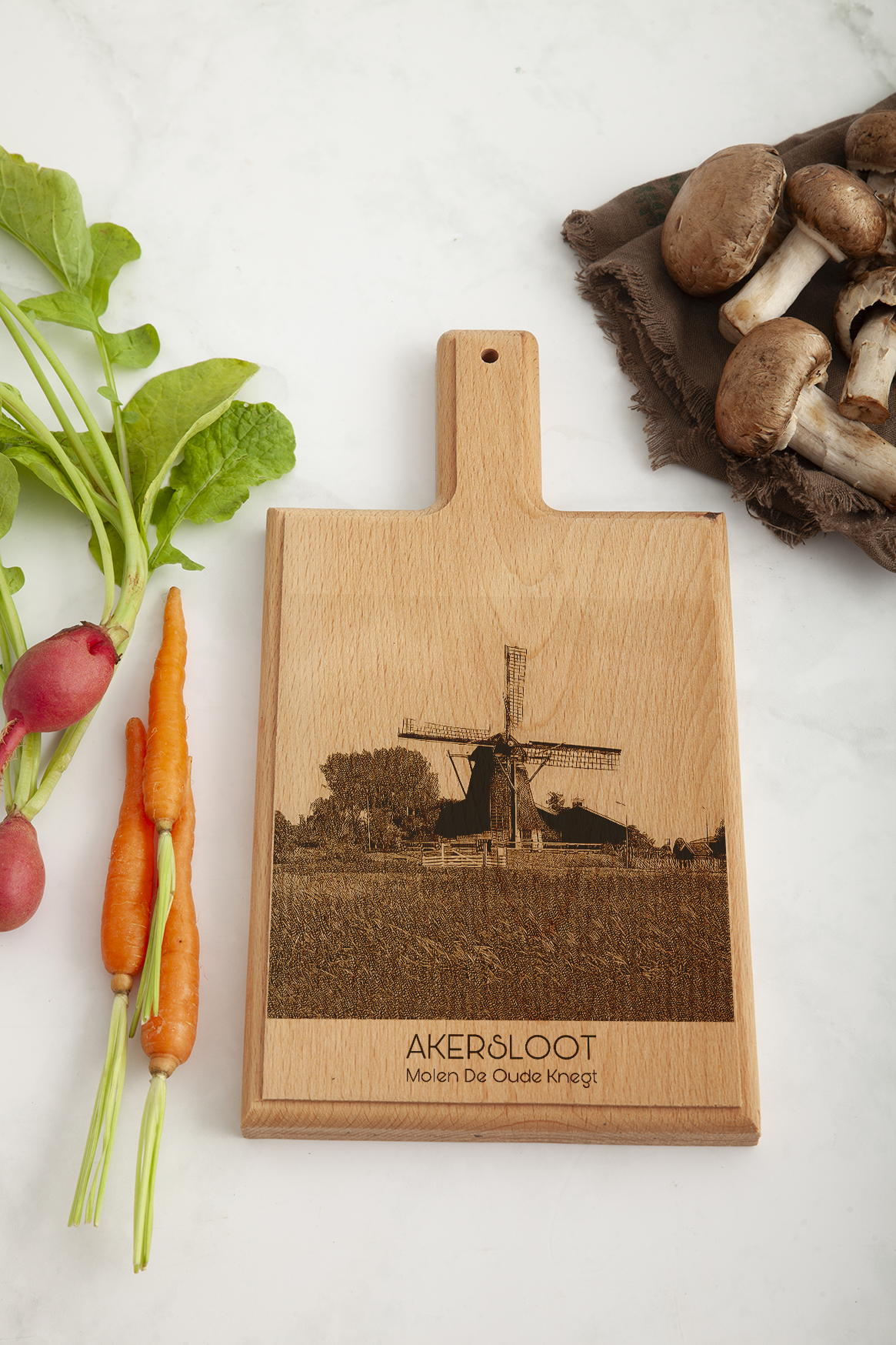 Akersloot – Molen de Oude Knegt Houten Kaasplank (28 × 15 cm)