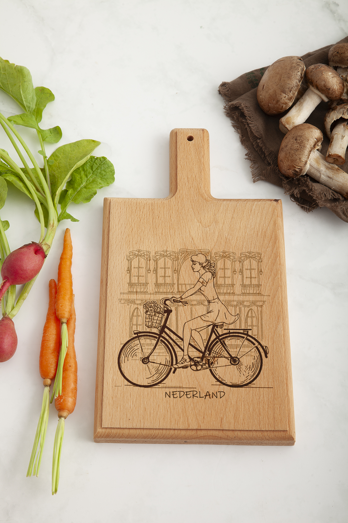 Nederland Bicycle Cheese Board - Beech Wood