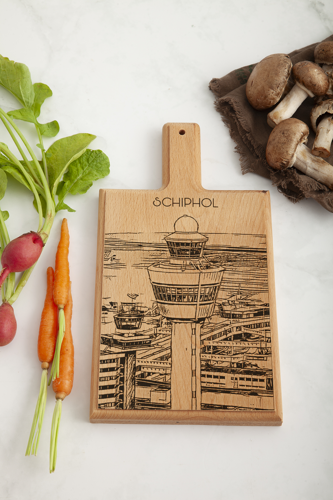 Schiphol – Handgemaakte Beukenhouten Serveer- & Kaasplank (28 × 15 cm)