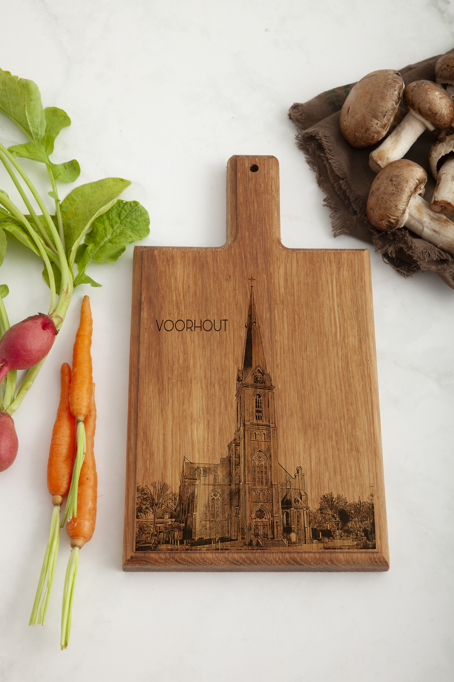 Handmade Voorhout Sint-Bartholomeükerk Engraved Cheese Board - Beech Wood