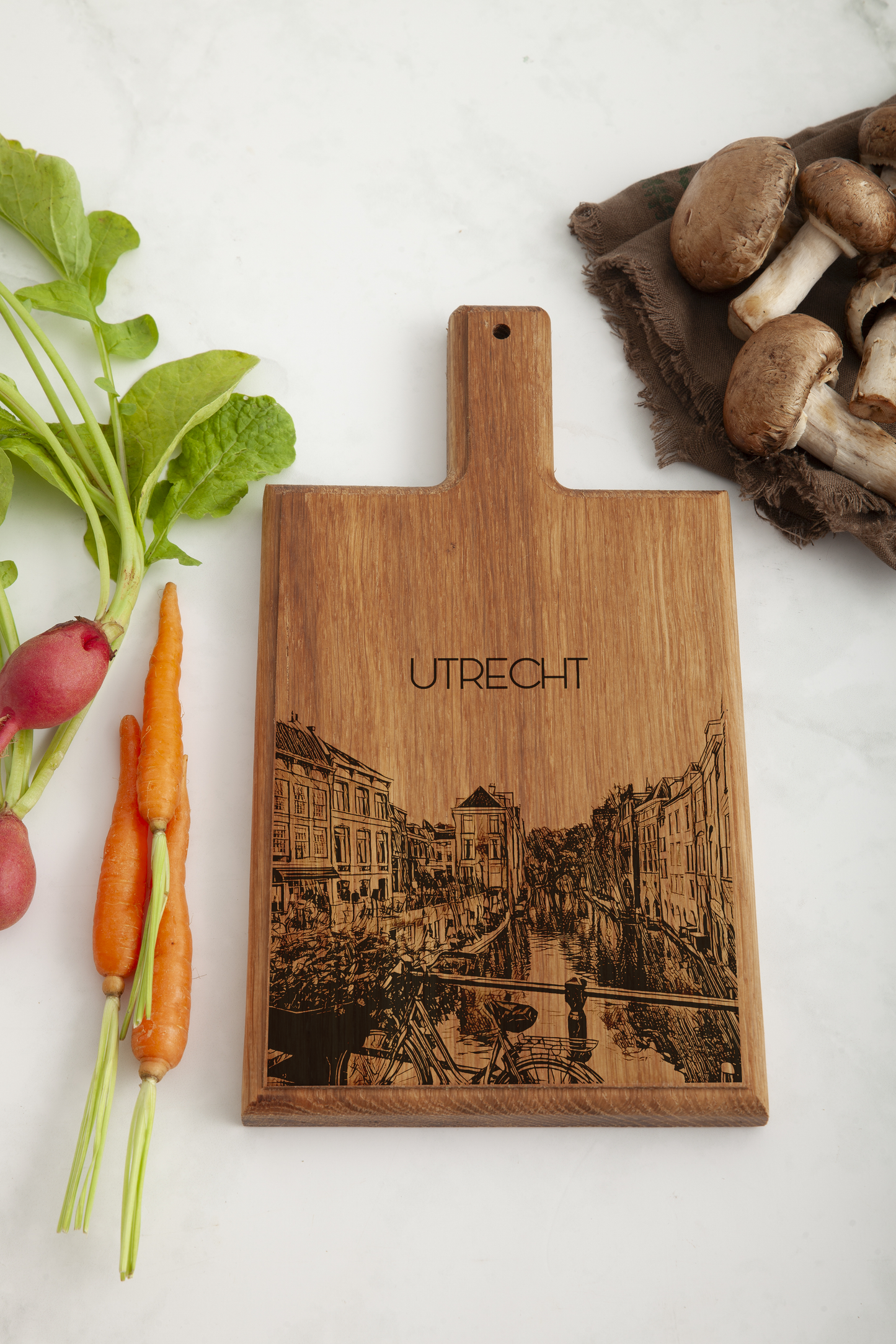 Handmade Utrecht Engraved Cheese Board - Beech Wood