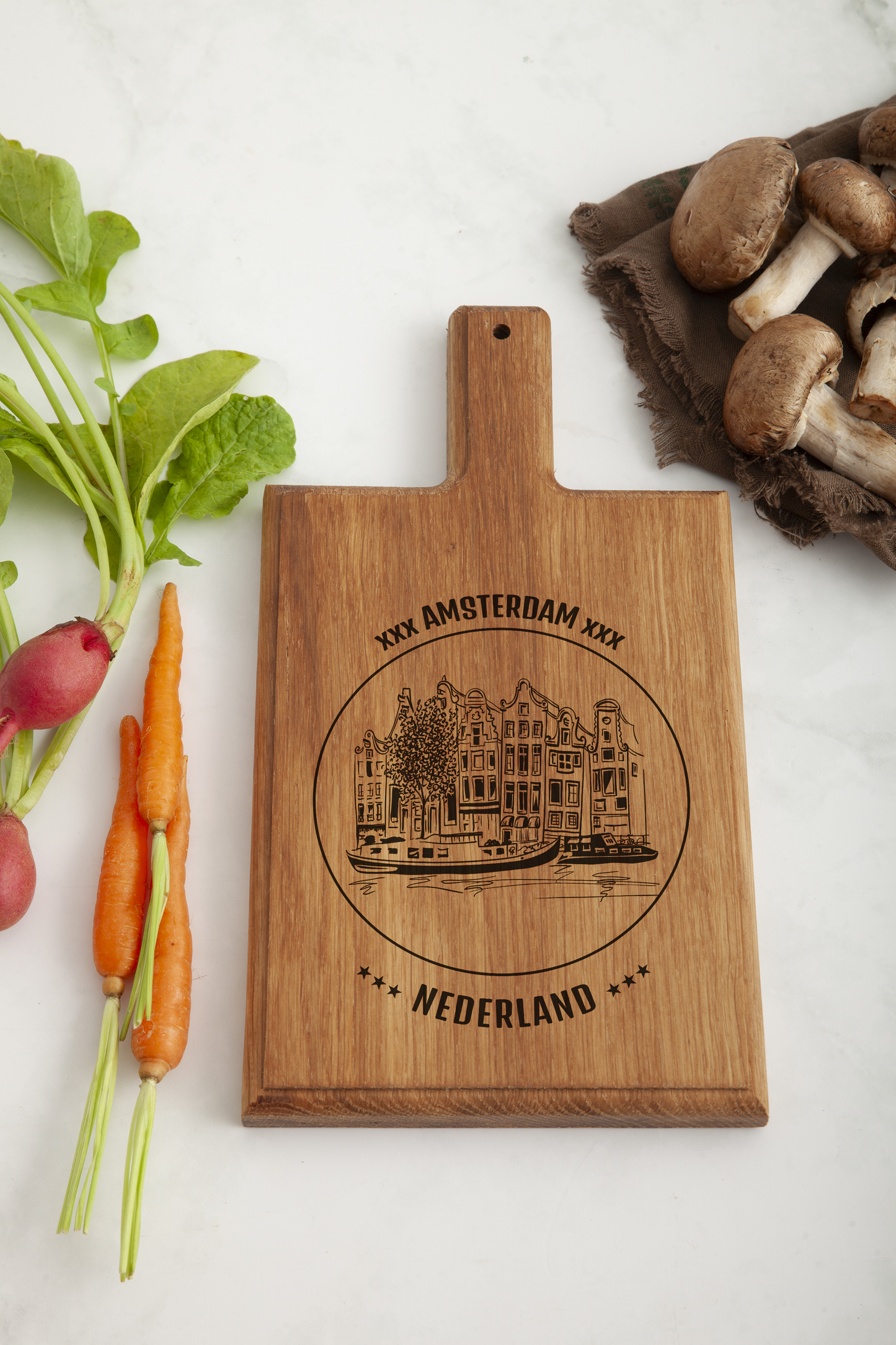 Amsterdam Canal Houses Cheese Board - Beech Wood