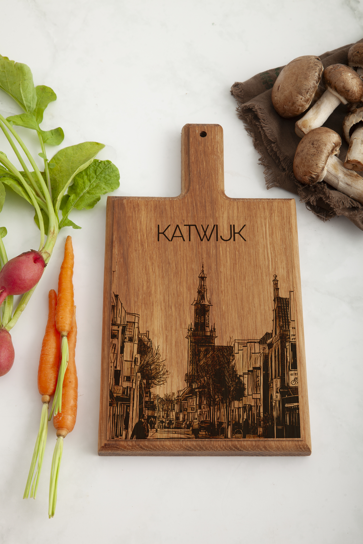 KATWIJK VOORSTRAAT HANDMADE , ENGRAVED CHEESE BOARD