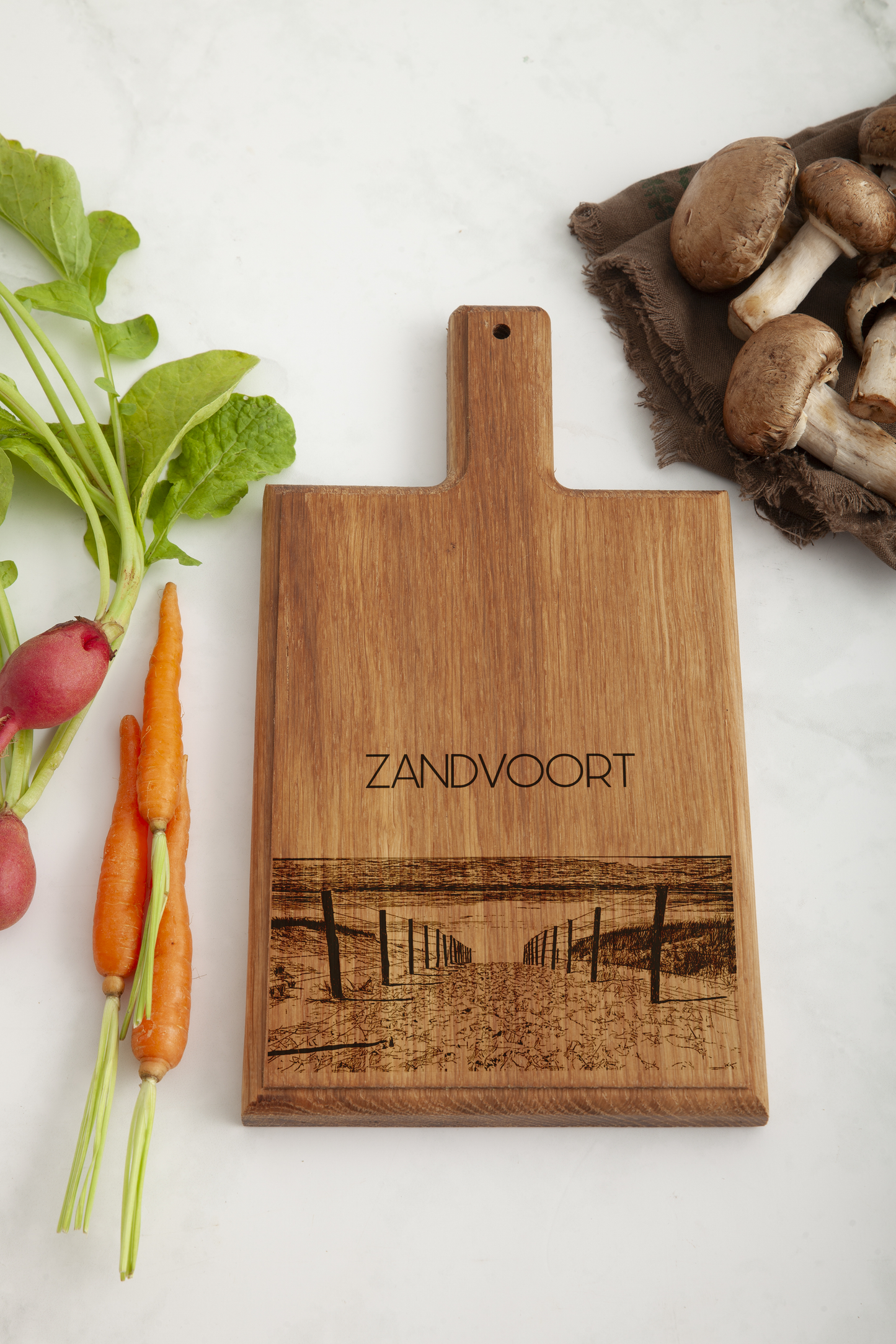 Handmade Zandvoort Strand Engraved Cheese Board - Beech Wood