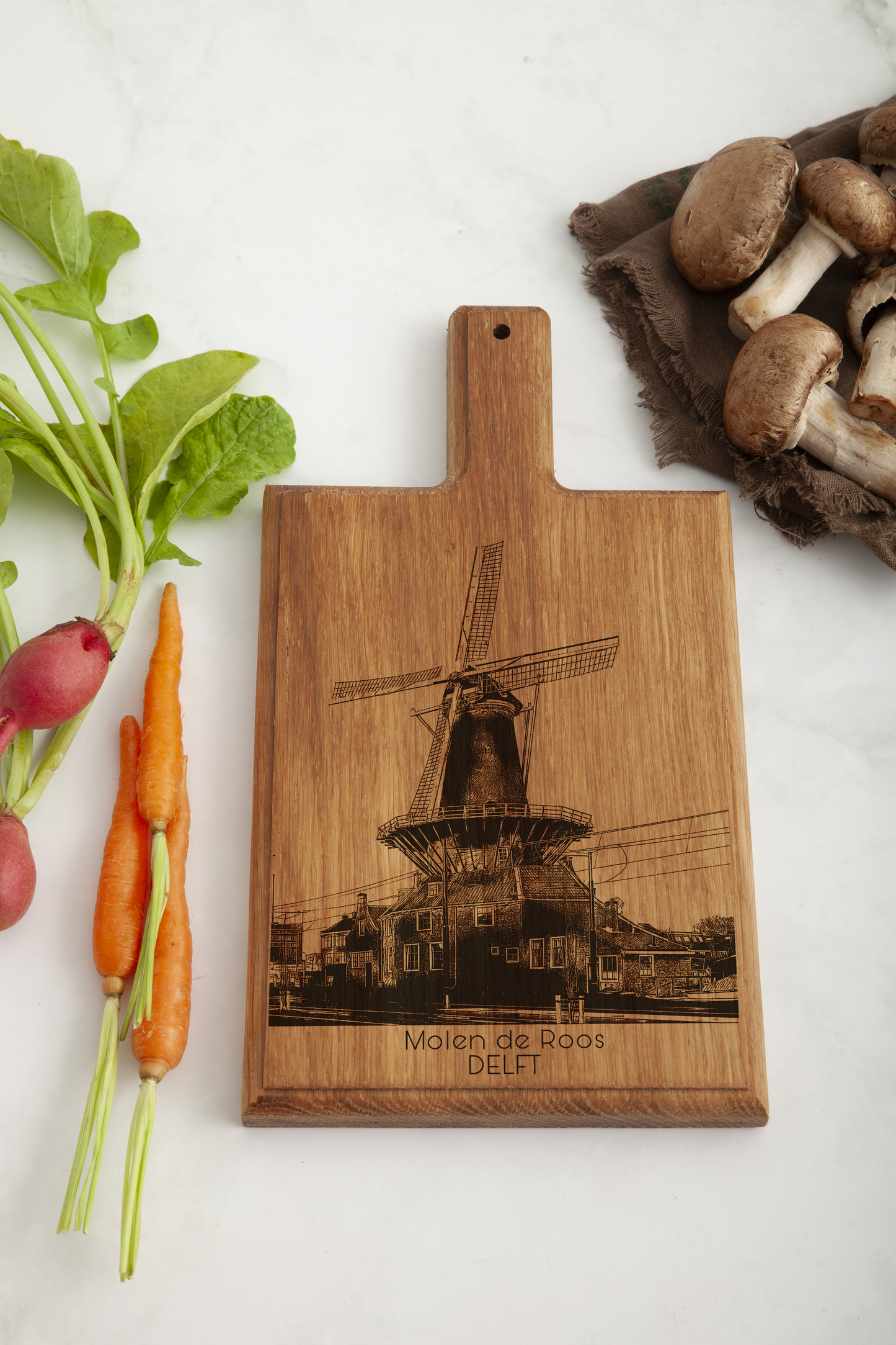DELFT MOLEN DE ROOS HANDMADE ENGRAVED CHEESE BOARD