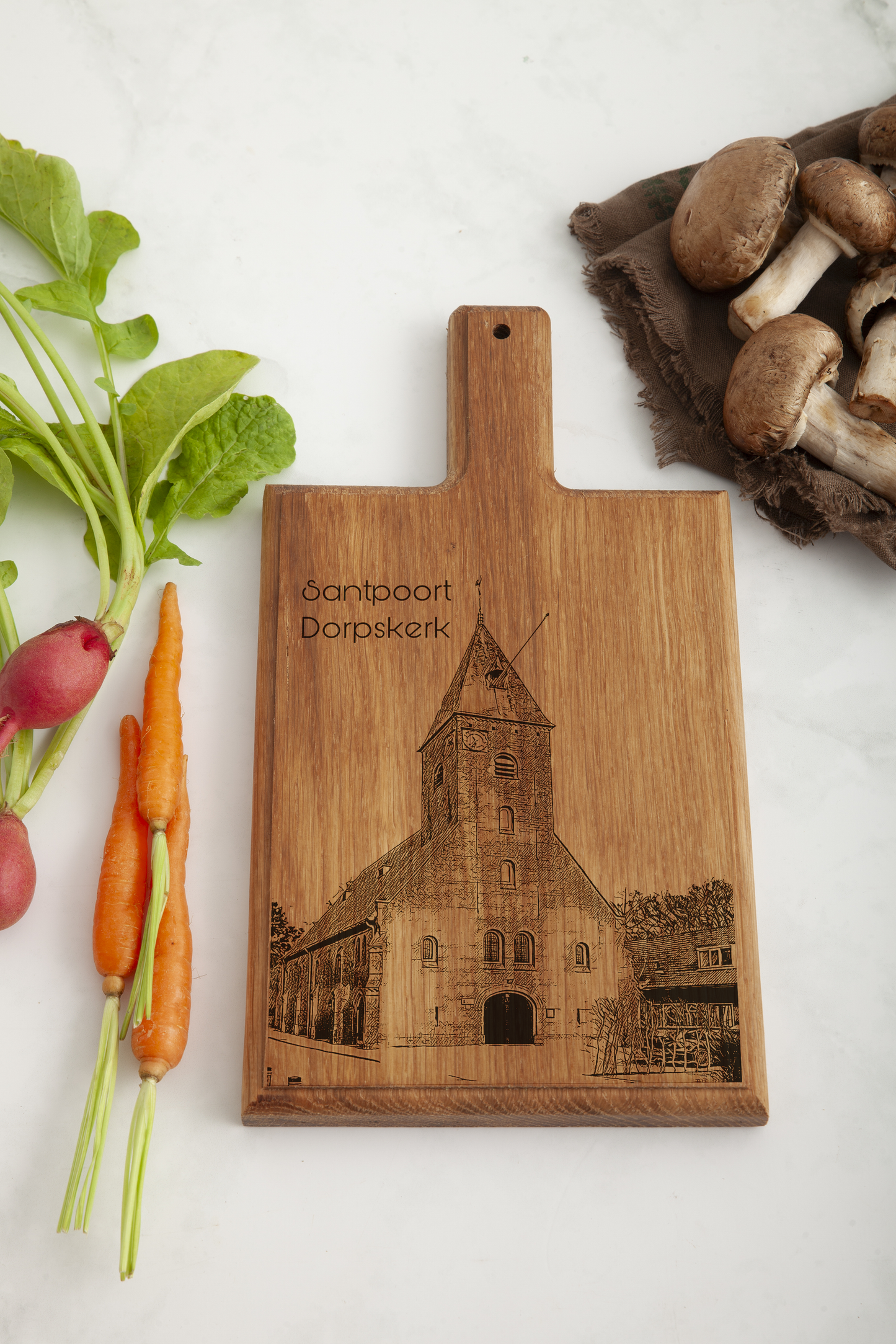 Santpoort – Dorpskerk Wooden Cheese Board (28 × 15 cm)