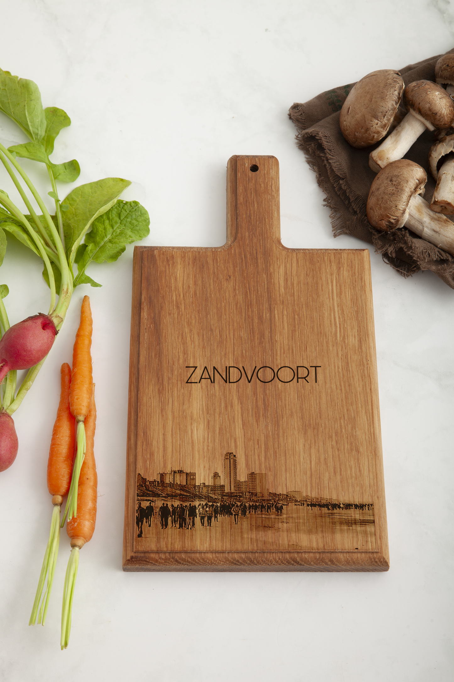 Handmade Zandvoort Engraved Cheese Board - Beech Wood