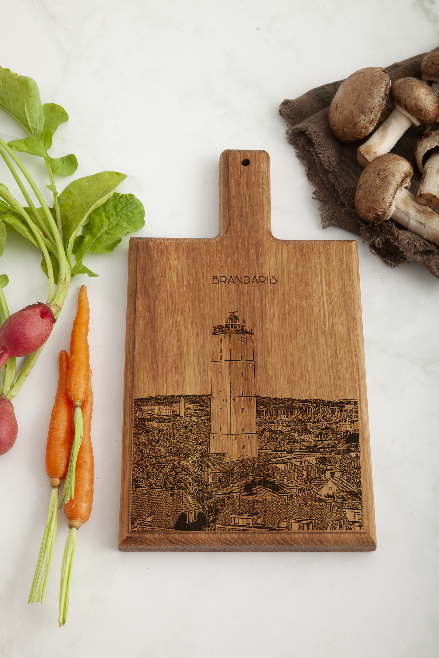 Brandaris Vuurtoren Terschelling – Handgemaakte Beukenhouten Serveer- & Kaasplank (28 × 15 cm)