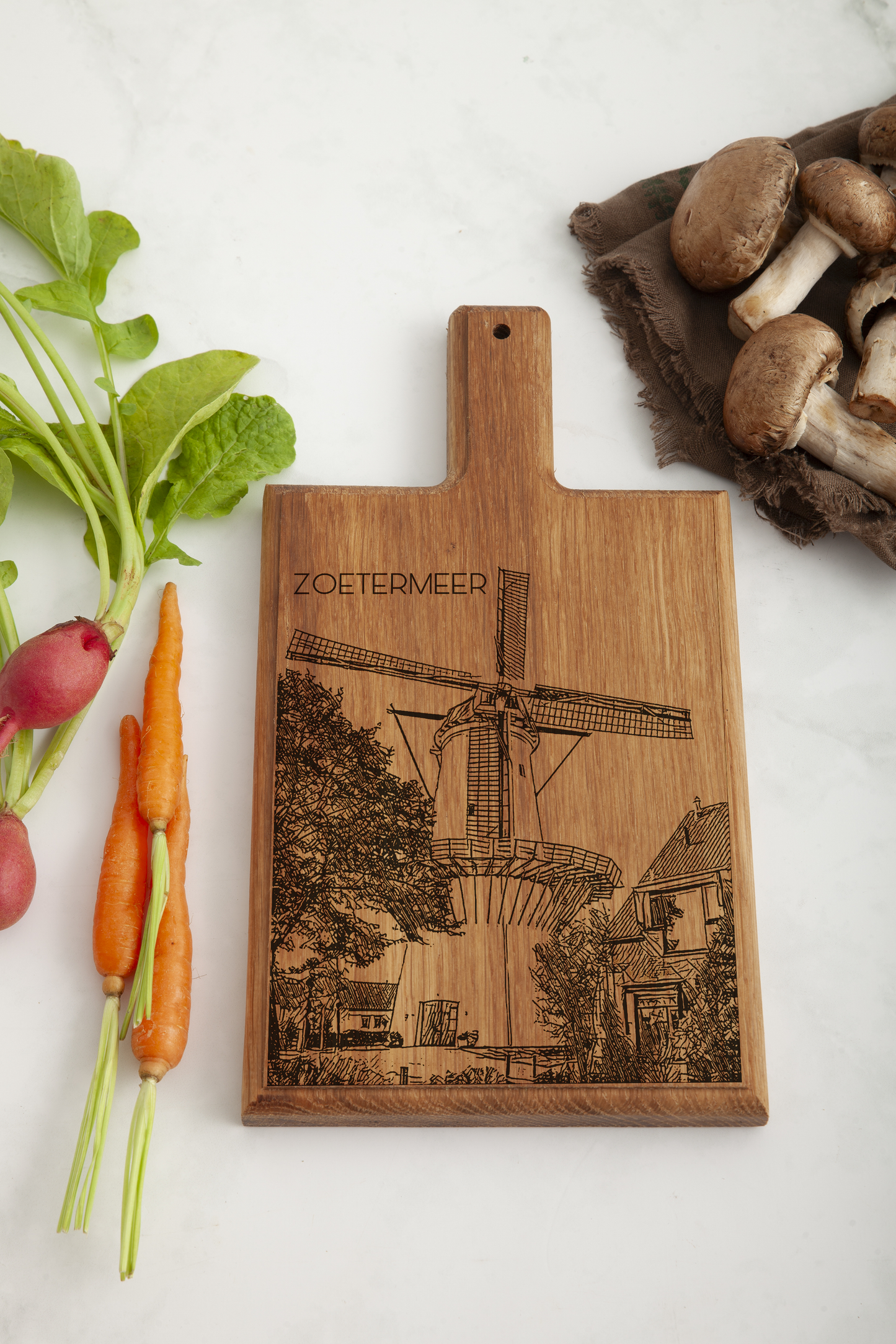 Zoetermeer Molen de Hoop – Handmade Beechwood Serving & Cheese Board (28 × 15 cm)