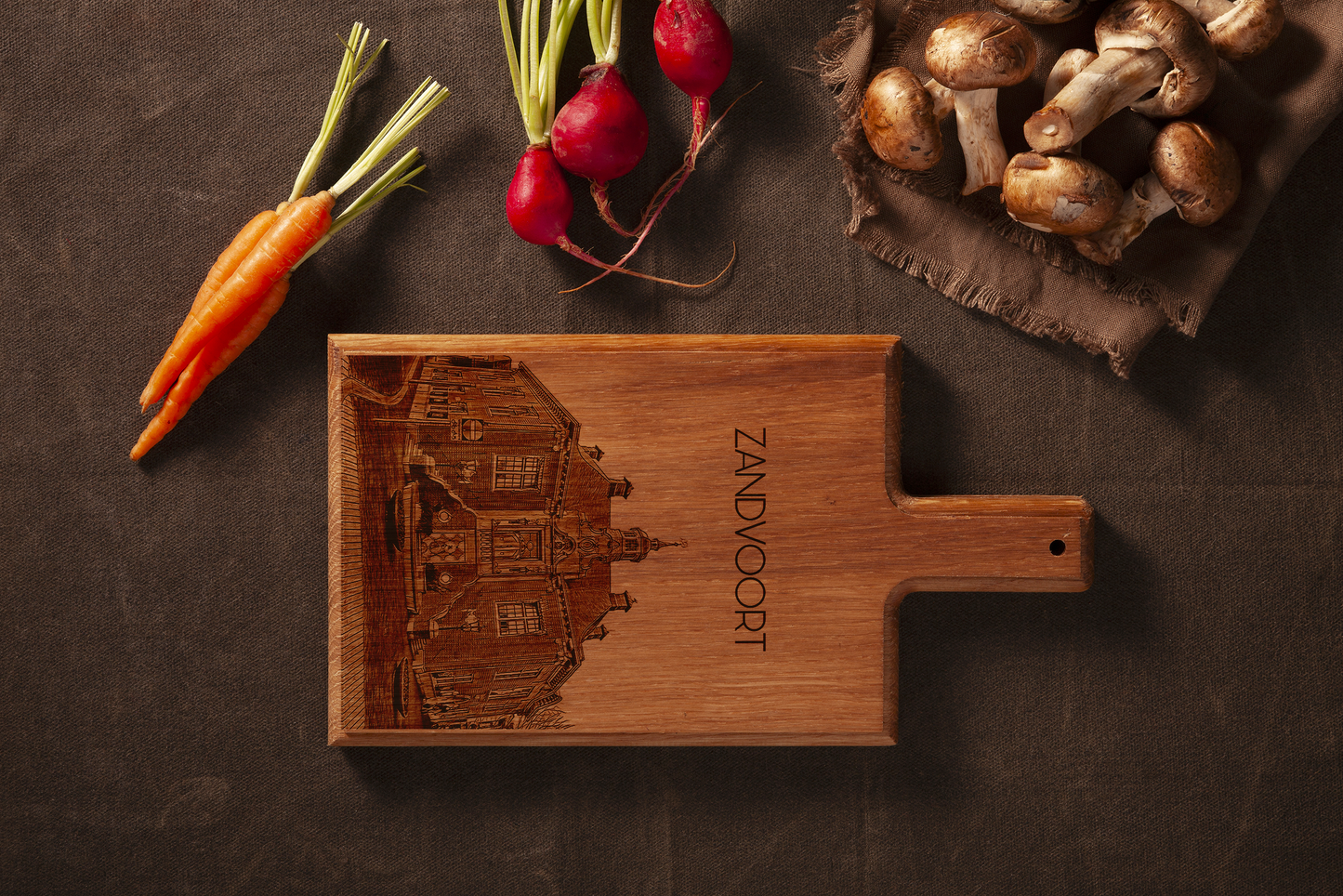 Handmade Zandvoort Stadhuis Engraved Cheese Board - Beech Wood