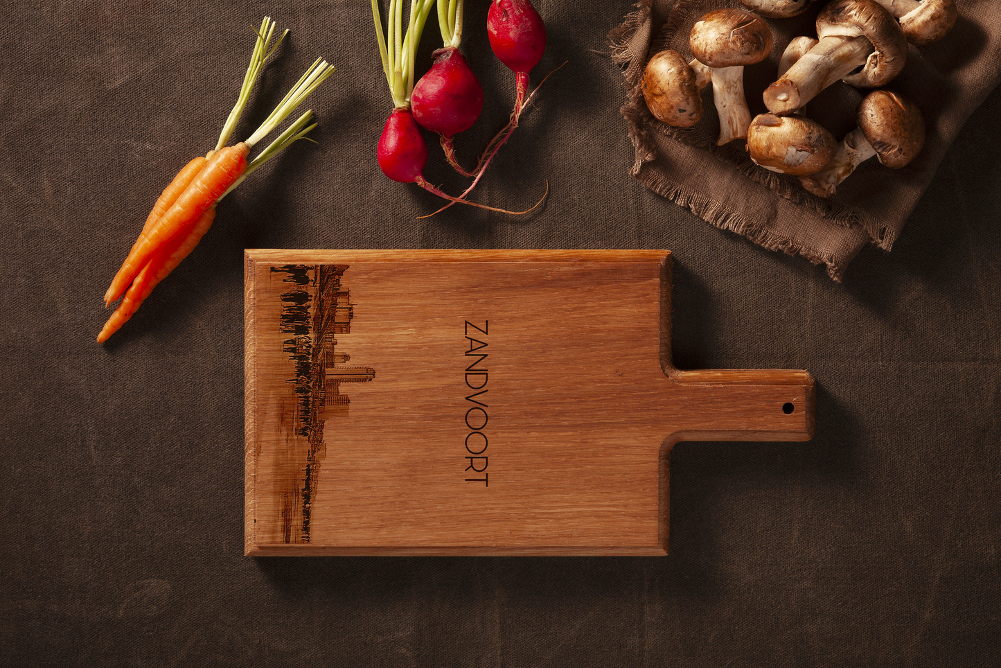 Handmade Zandvoort Engraved Cheese Board - Beech Wood