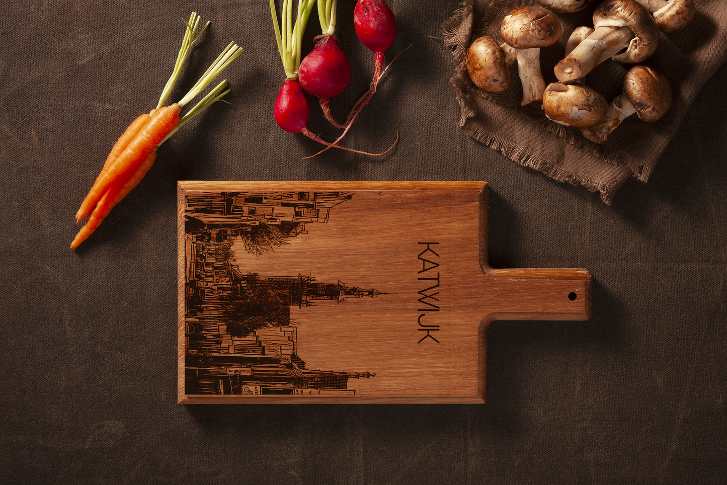 KATWIJK VOORSTRAAT HANDMADE , ENGRAVED CHEESE BOARD