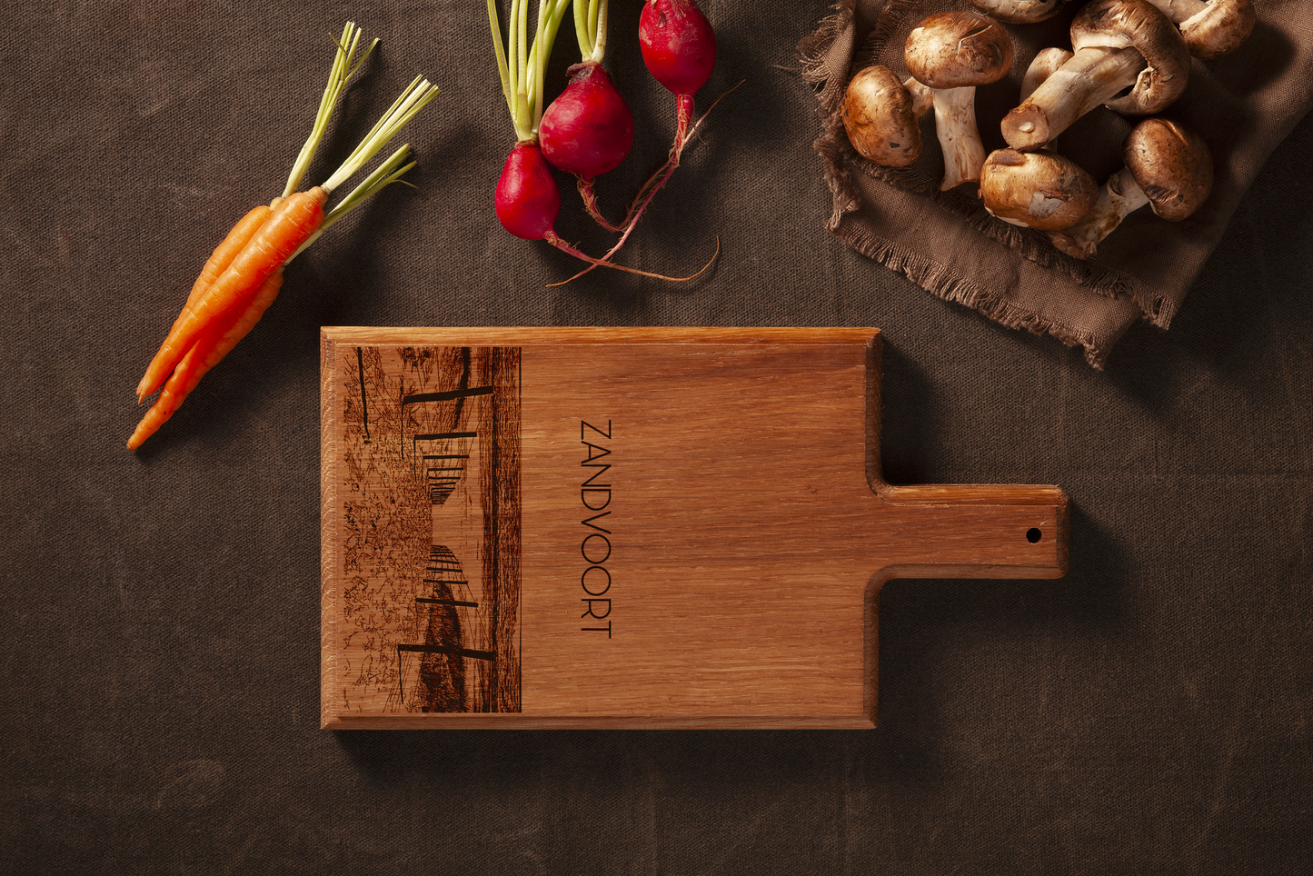 Handmade Zandvoort Strand Engraved Cheese Board - Beech Wood