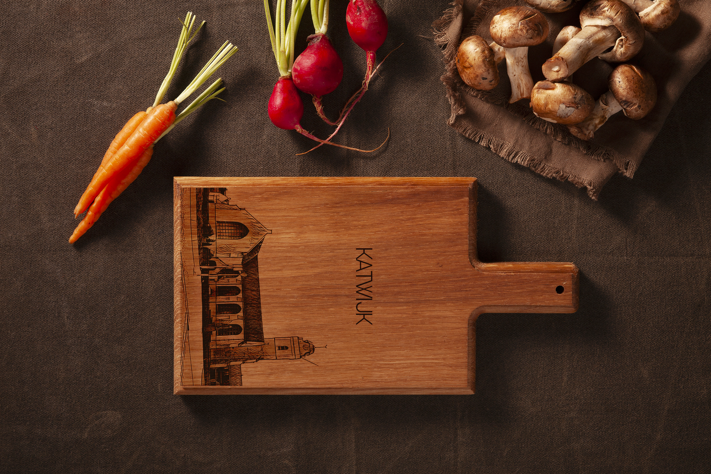 KATWIJK ANDREASKERK HANDMADE , ENGRAVED CHEESE BOARD