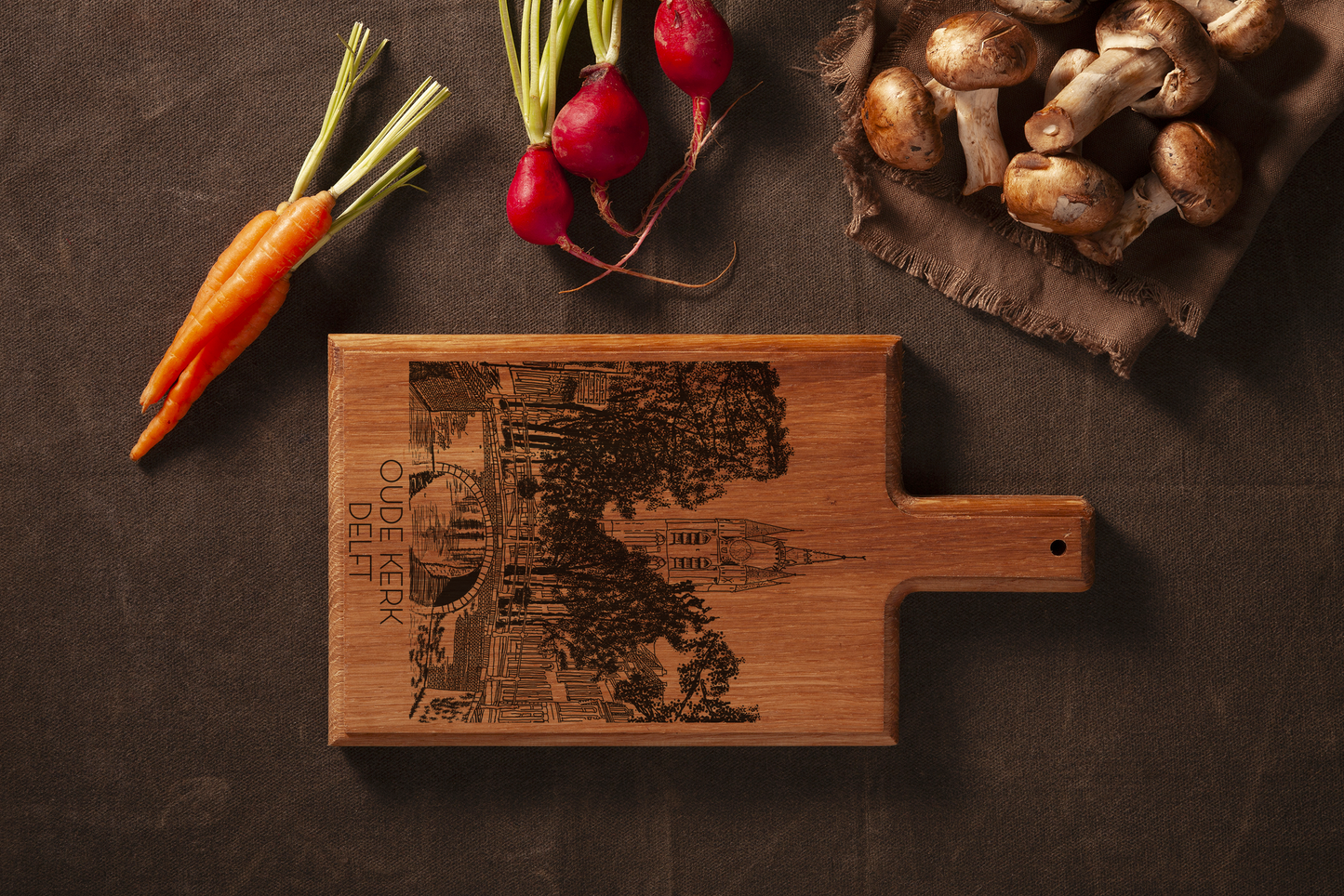 DELFT OUDE KERK HANDMADE ENGRAVED CHEESE BOARD