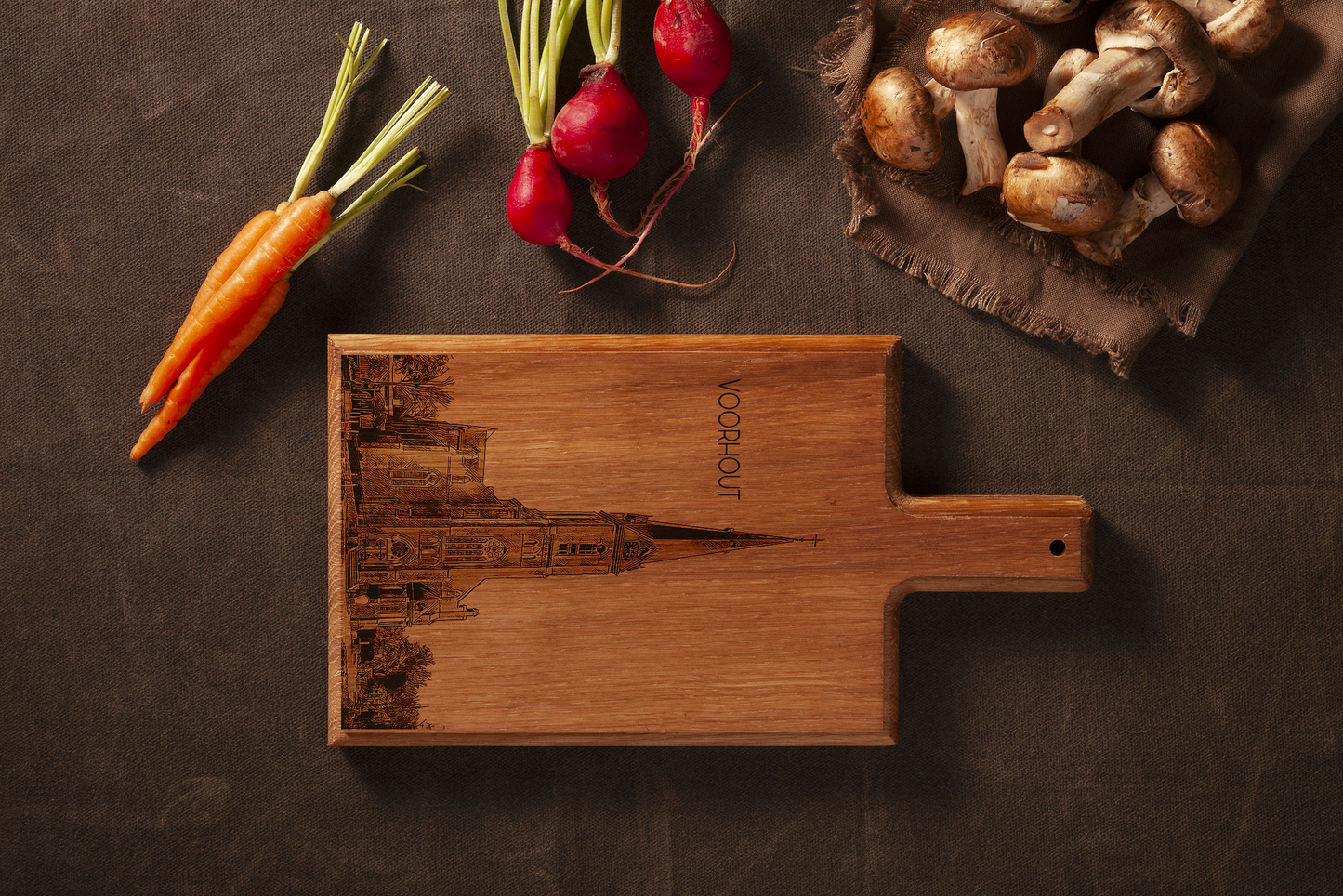 Handmade Voorhout Sint-Bartholomeükerk Engraved Cheese Board - Beech Wood