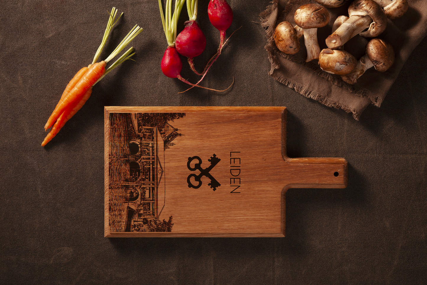 Handgemaakte Koornbrug Leiden Gegraveerde Kaasplank - Beukenhout