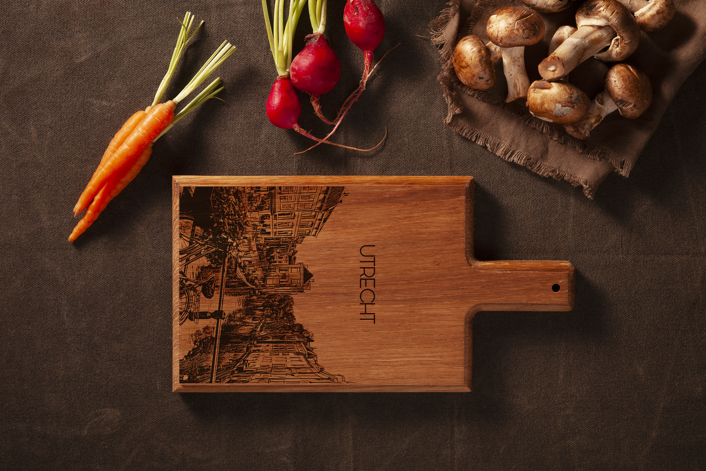 Handmade Utrecht Engraved Cheese Board - Beech Wood