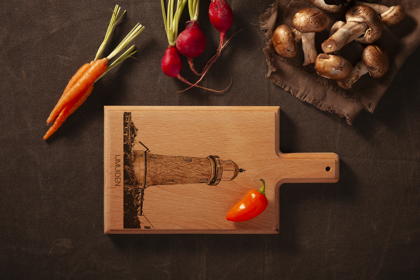 Lage Vuurtoren van IJmuiden Cheese Board - Beech Wood