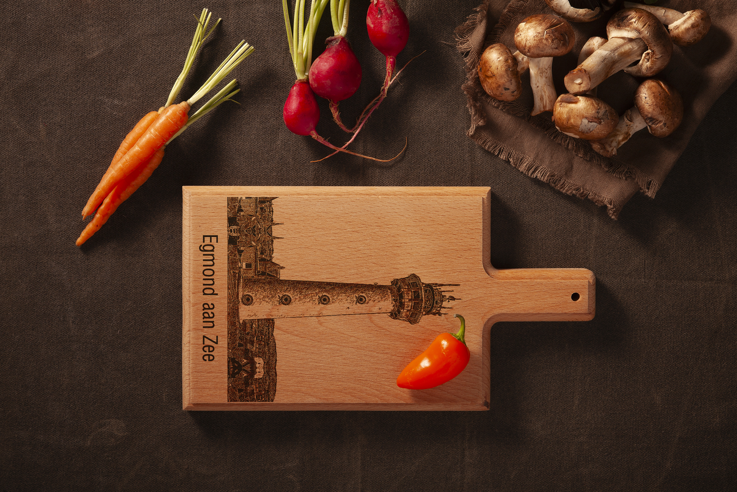 Egmond aan Zee Vuurtoren Cheese Board - Beech Wood