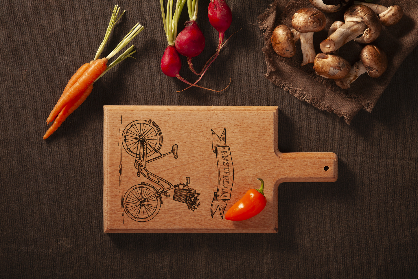 Amsterdam Bicycle Cheese Board - Beech Wood