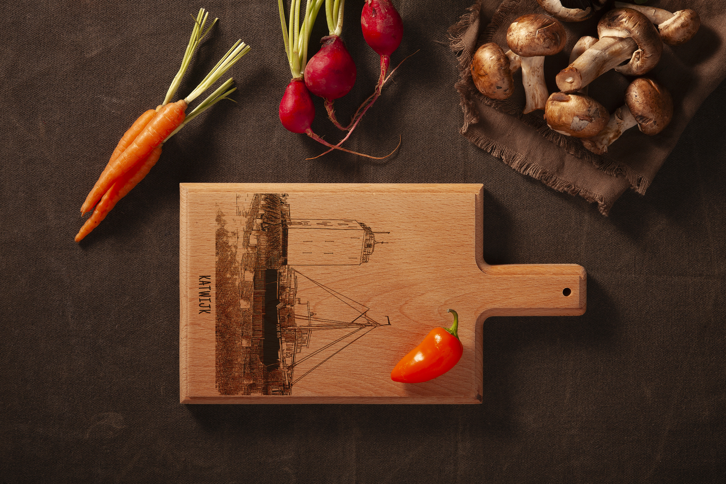 KATWIJK KW88 HANDMADE , ENGRAVED CHEESE BOARD