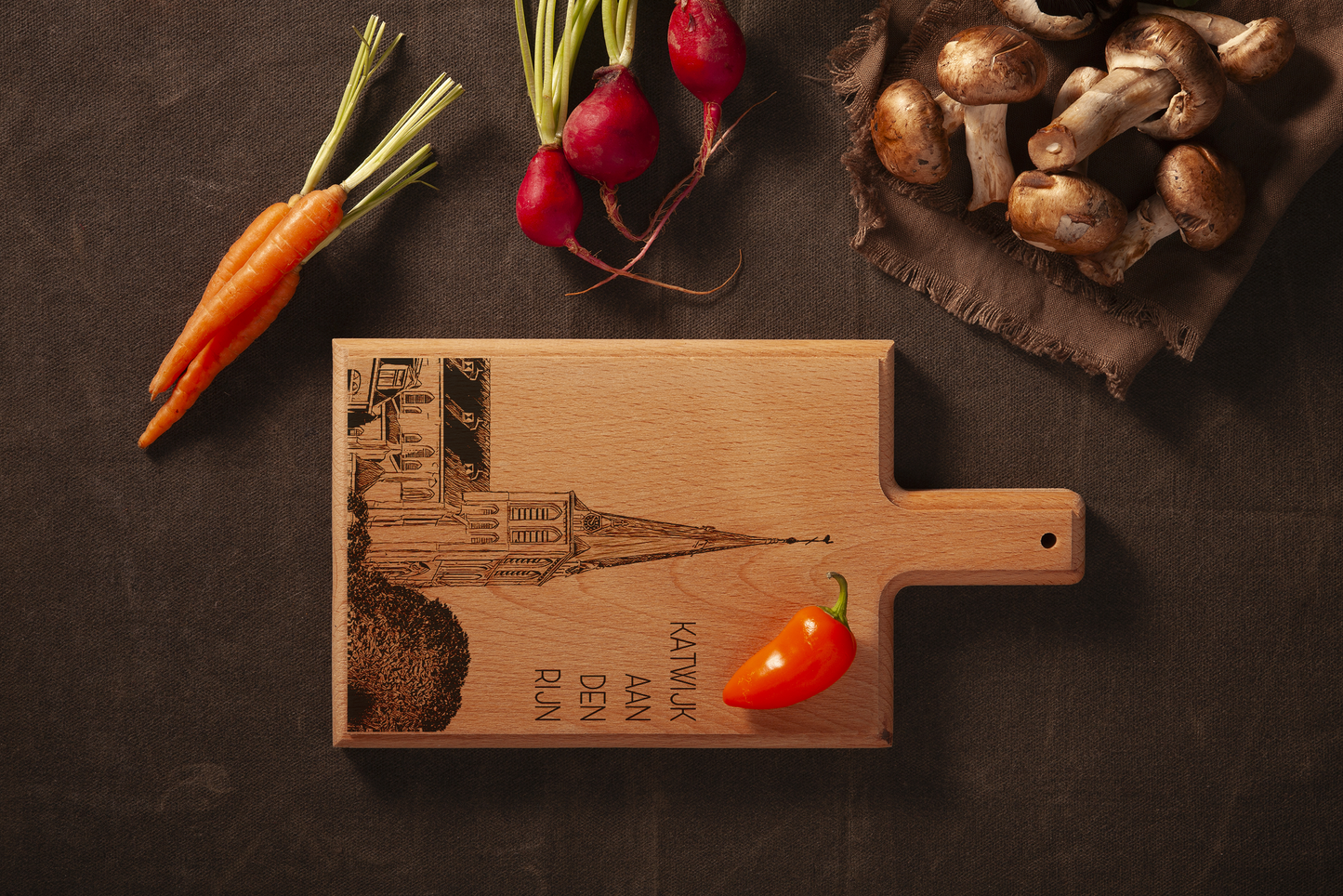 KATWIJK AAN DEN RIJN , ENGRAVED CHEESE BOARD