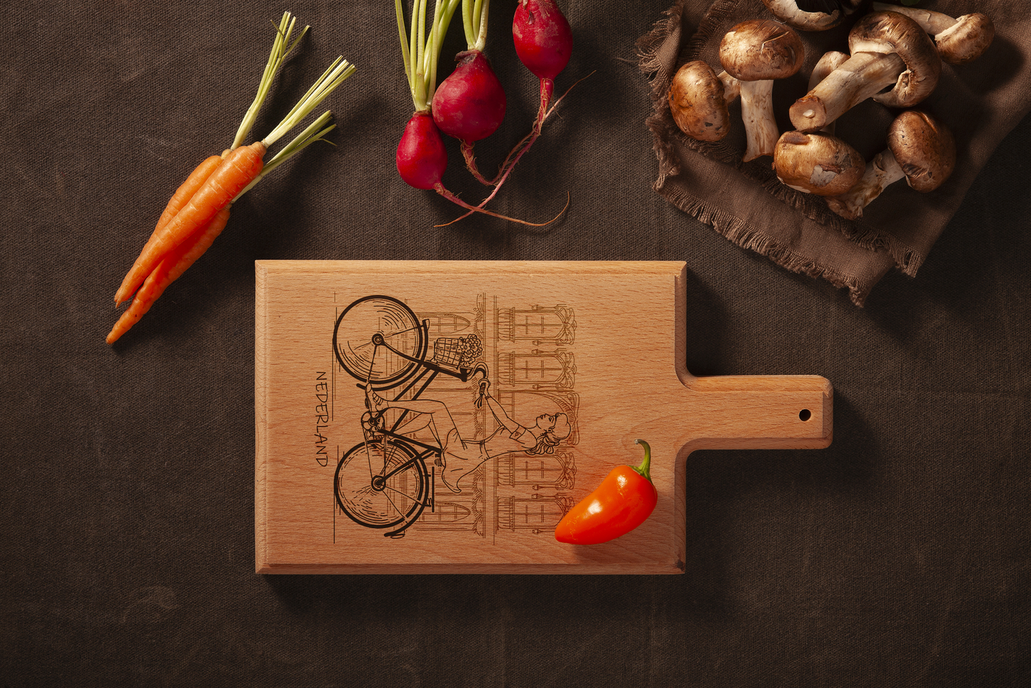 Nederland Bicycle Cheese Board - Beech Wood