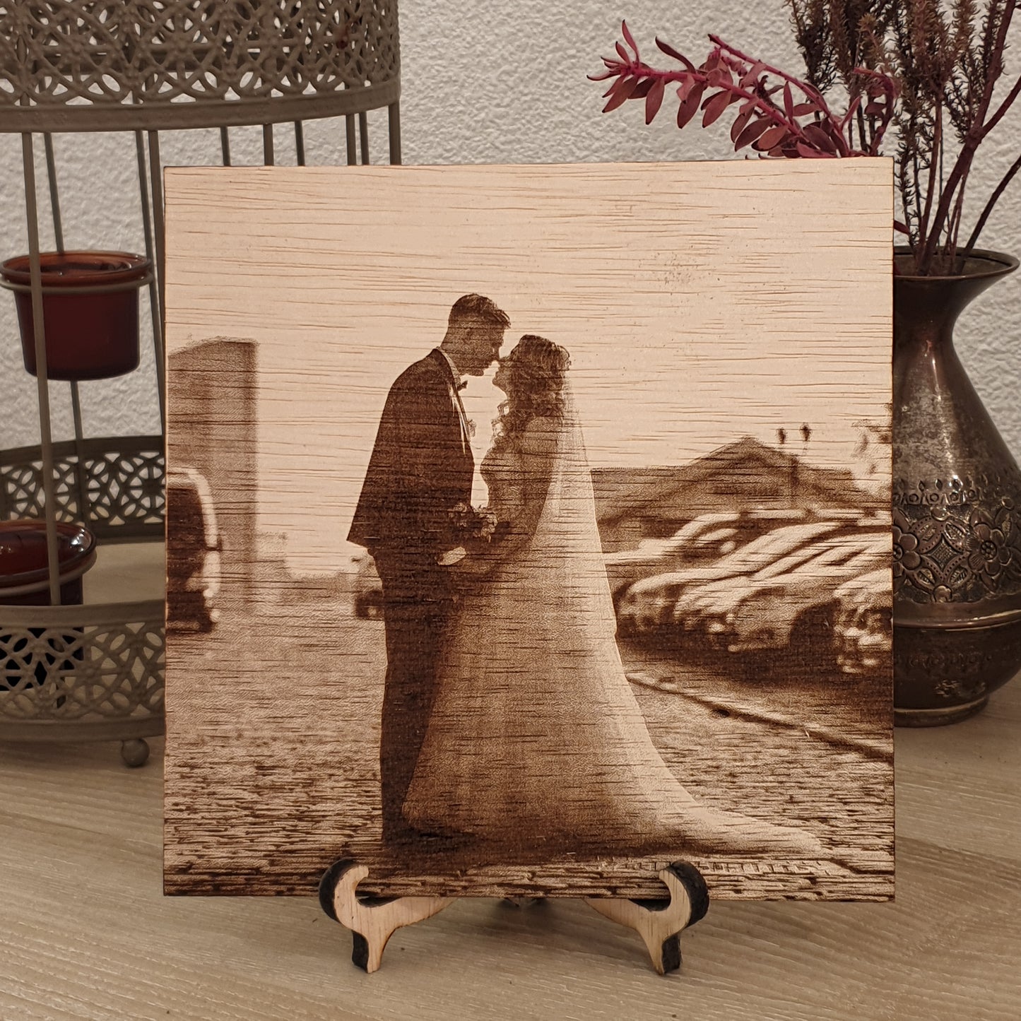 Personalized Wooden Picture Showing Couple Embracing